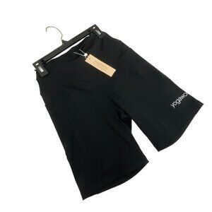 YogaWorks Womens Ana Pocket Bike Shorts Black Size XS